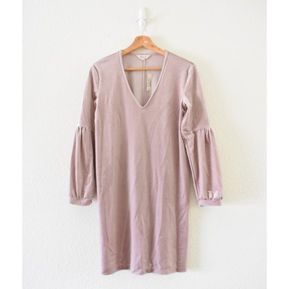 Madewell Velvet Balloon-Sleeve Dress - Picture 1 of 9